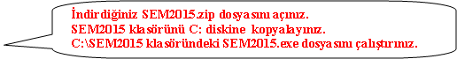 Keleri Yuvarlanm Dikdrtgen Belirtme izgisi: ndirdiiniz SEM2015.zip dosyasn anz. SEM2015 klasrn C: diskine  kopyalaynz.C:\SEM2015 klasrndeki SEM2015.exe dosyasn altrnz.